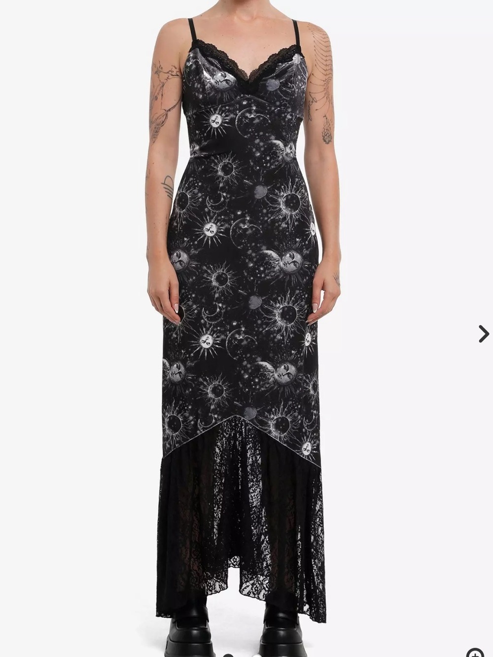 Cosmic Aura Hot Topic Celestial Velvet Midaxi Slip Dress M NWT Shark Bite Hem